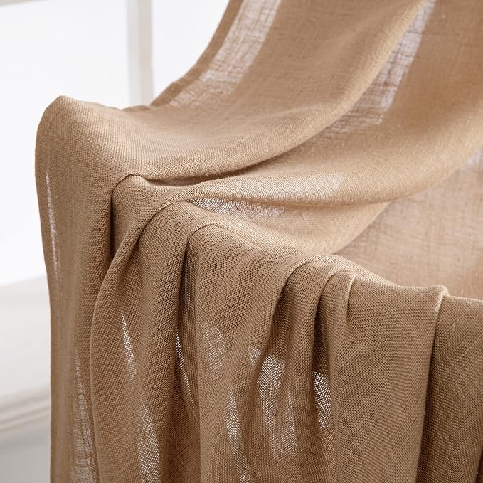 MIULEE Brown Linen Curtains 52x96 Inch Long Soft Thick Linen Textured | Curtains - Image 6