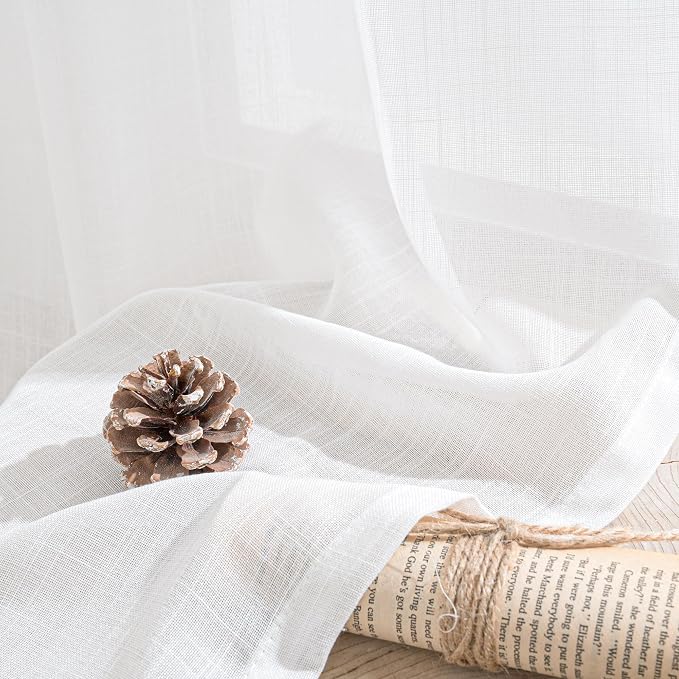 BGment White Linen Curtains 102 Inches Long - Image 7