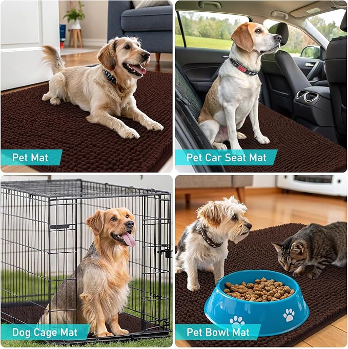 OLANLY Dog Door Mat for Muddy Paws 47x24, Super Absorbent Chenille Mud Mat | - Image 7