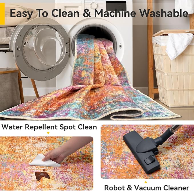 RELEANY Washable 4'x6' Abstract Area Rug - Image 7
