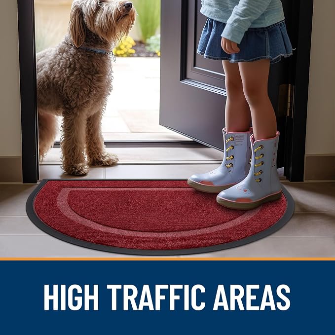 OLANLY Half Circle Front Door Mat Outside 47x32 All-Season Rubber Doormat | - Image 7