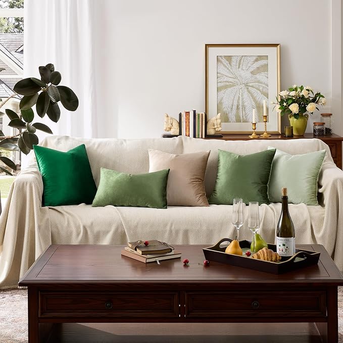 GIGIZAZA Olive Green Velvet Throw Pillow Covers 12x20 Pack of 2 | Decorative - Image 6