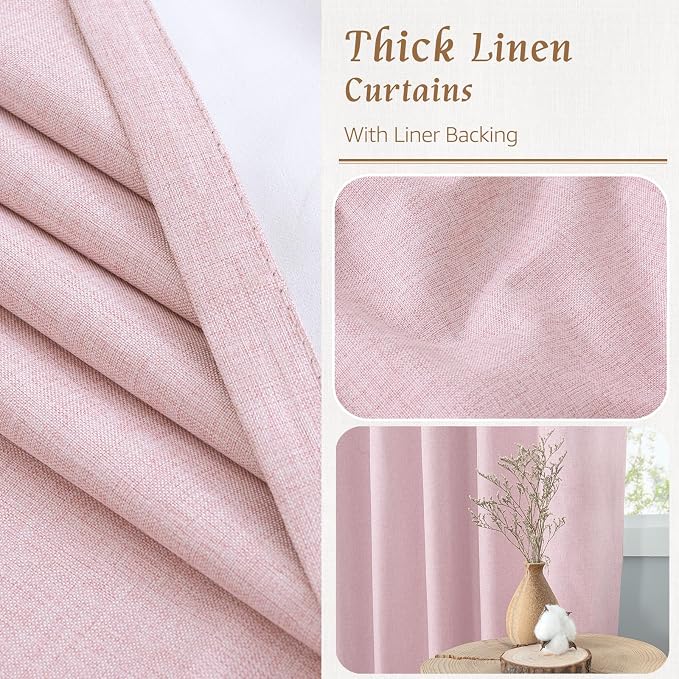 54 Inch Full Blackout Linen Window Curtains - Image 7