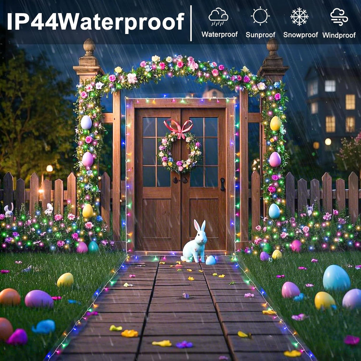 Christmas Lights Outdoor Waterproof Colorful String Lights Indoor 8 Modes Clear Wire 66ft 200 LED, Colorful Twinkle Fairy Light Plug in for Bedroom Wedding Party Easter Christmas Decorations