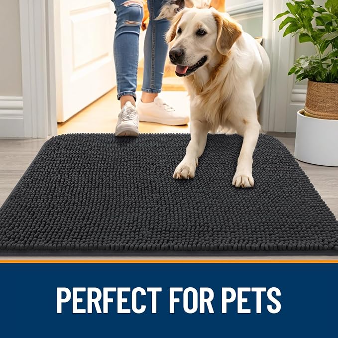 OLANLY Dog Door Mat for Muddy Paws 36x24, Super Absorbent Chenille Mud Mat | - Image 6