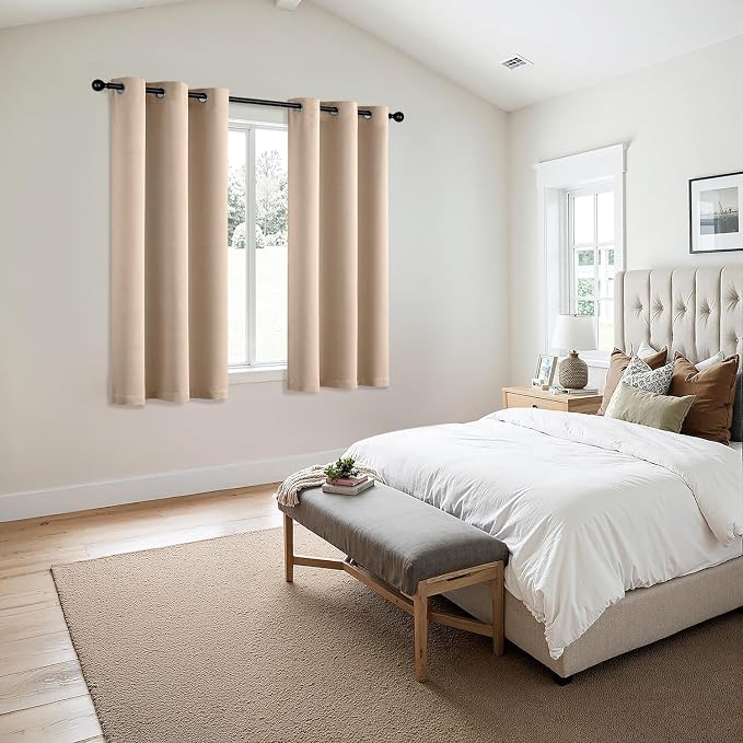 MIULEE Blackout Curtains for Bedroom 2 Panels 40 x 54 Inch Long Beige | Thermal - Image 6