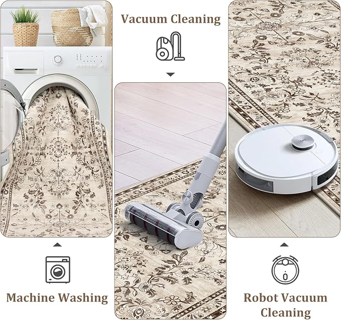 Yamaziot 2x5 Washable Hallway Runner Rug Non Slip Floral Carpet, Stain Resistant - Image 4