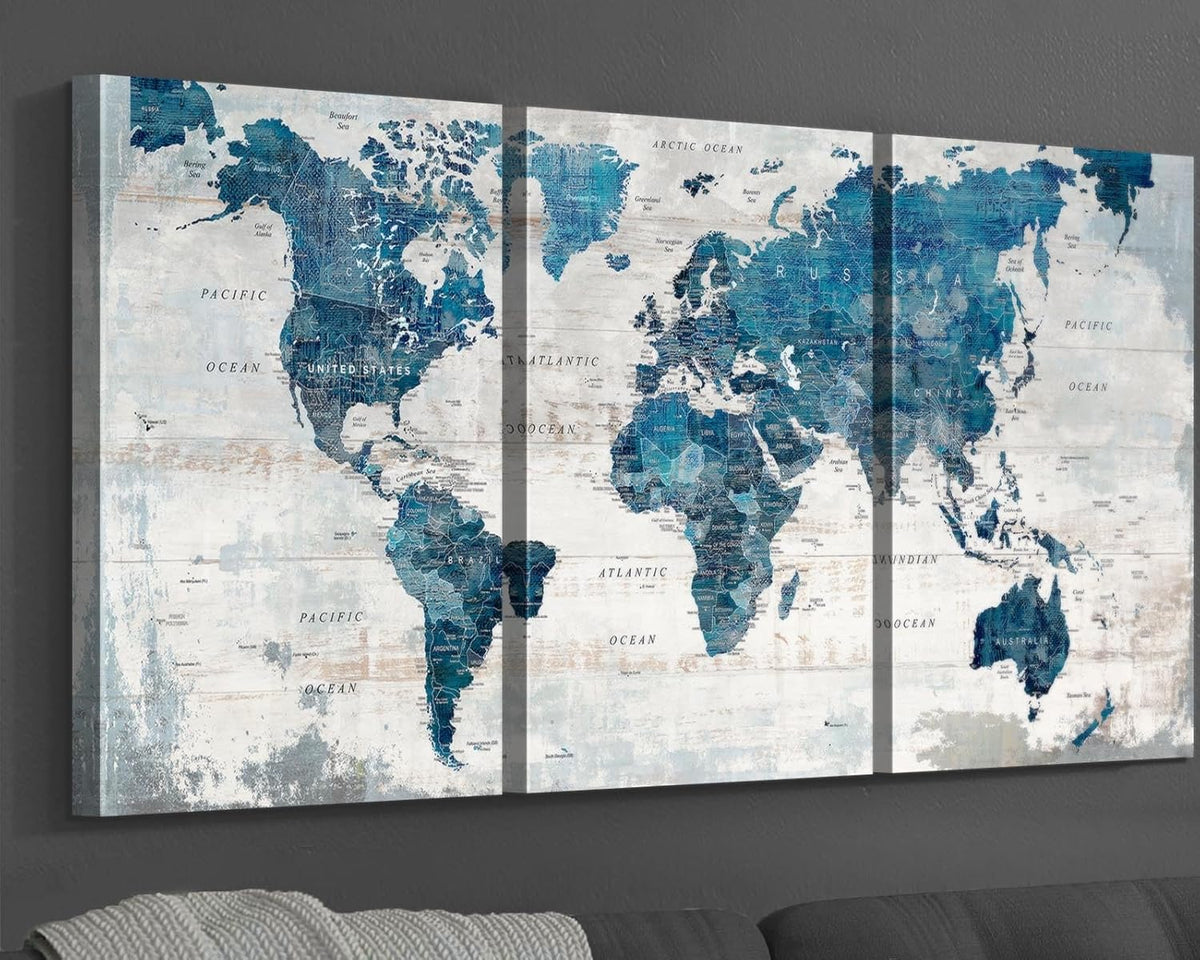 Wall Decor Living Room Home Office Wall Art Framed Blue Home Decor Large Picture House Decorations Dining Room Painting