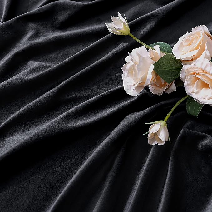MIULEE Black Velvet Curtains 52x108 inches 2 Panels Blackout Curtains | Luxury - Image 4