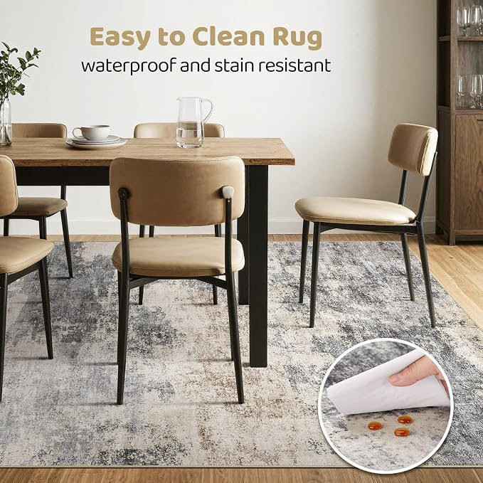 LOONGRUG 3x5 Rug Machine Washable Neutral Modern Soft Rug Grey Brown | Stain - Image 6