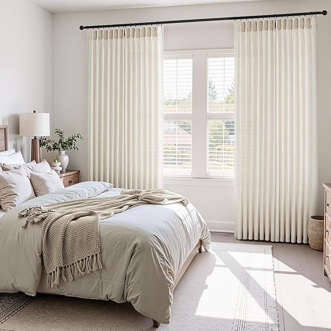 Topfinel Birch Pinch Pleated Linen Curtains 84 Inch Length 2 Panels - Image 2