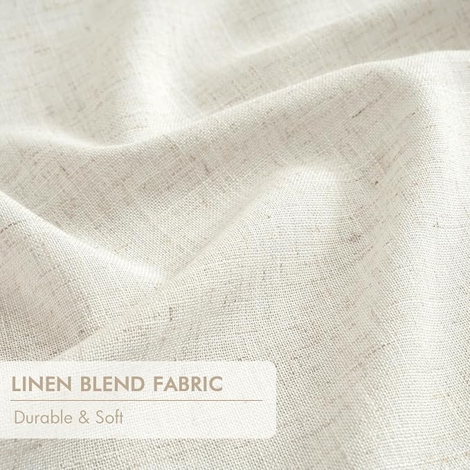 MIULEE Natural Pinch Pleated 100% Blackout Linen Curtains 40x78 Inches | Room - Image 6