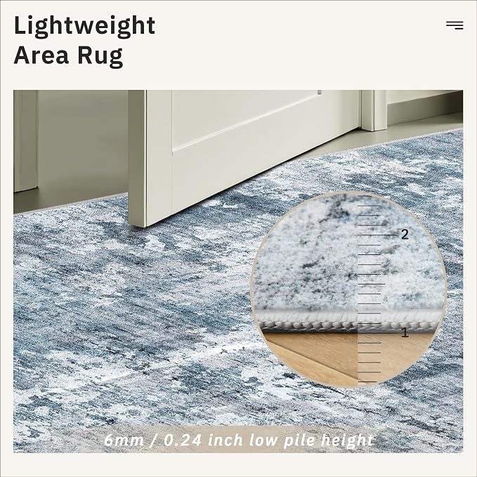 Soalmost Abstratc Runner Rug 2x6 Washable Kitchen Hallway Runners Blue/Grey | - Image 7