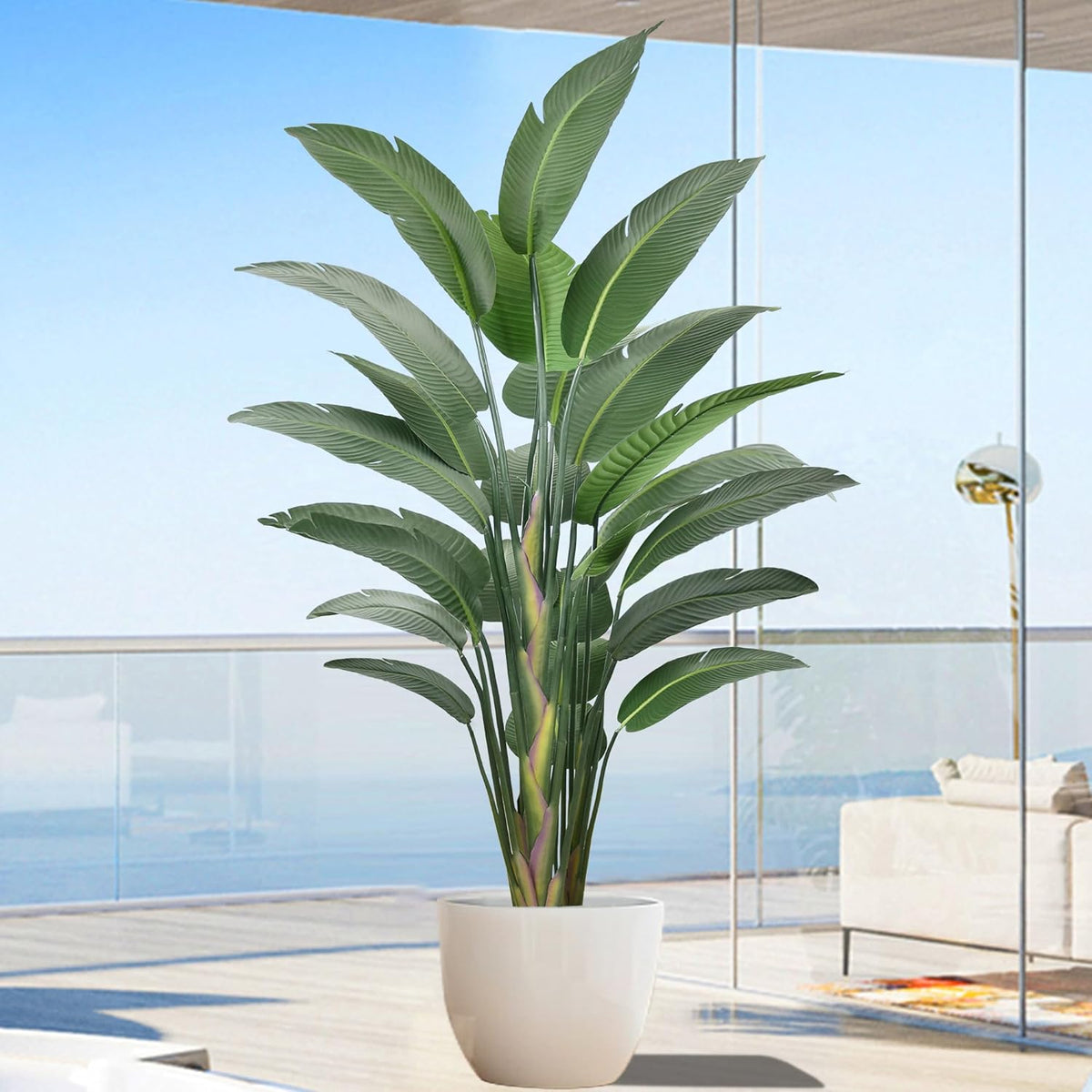 9FT Artificial Bird of Paradise Tree(108in) Tall Faux Plant with Large Trunks and Realistic 25 Leaves, Fake Tropical Floor Potted Artificial Plants for Home Office Indoor Decor (9feet,1Pack)