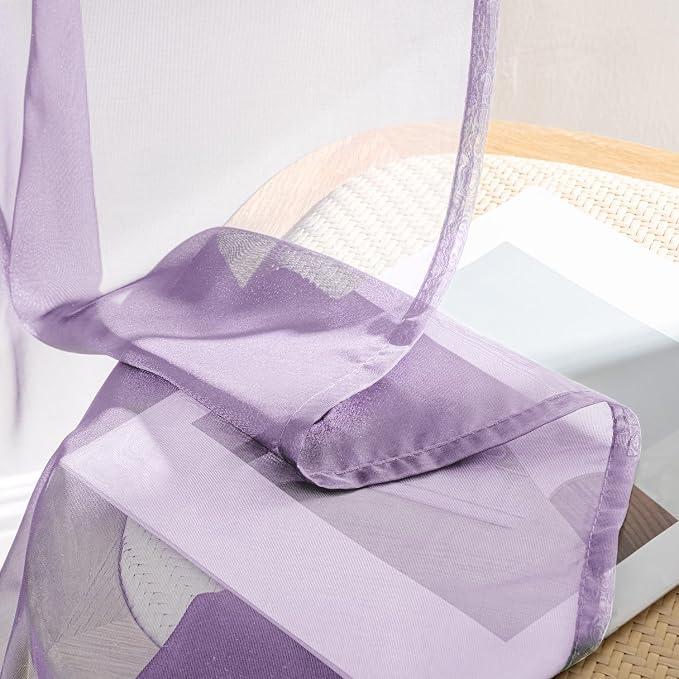 MIULEE Light Purple Sheer Curtains 72 Inches Long 4 Panels 42 x 72 Inches | - Image 6