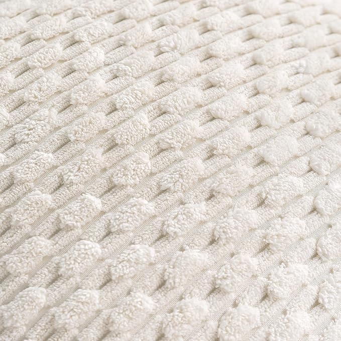 Set of 4 Cream White Decorative Throw Pillow Covers 16x16 Inch Corduroy Pillow - Image 5