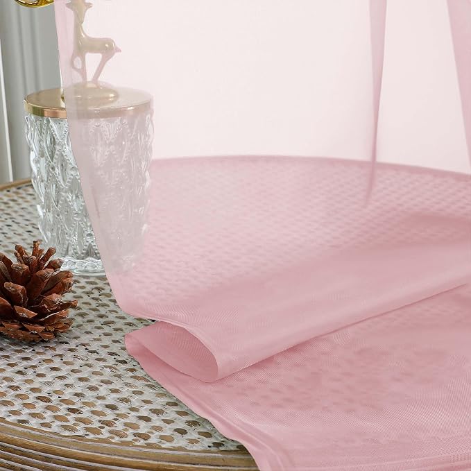 Blush Sheer Curtains 72 Inches Long 2 Panels Set, Transparent Voile Sheer - Image 6