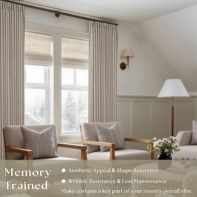 Burlywood Birch Linen Pinch Pleated Curtains 120 Inches Long | Pleated Drapes - Image 2