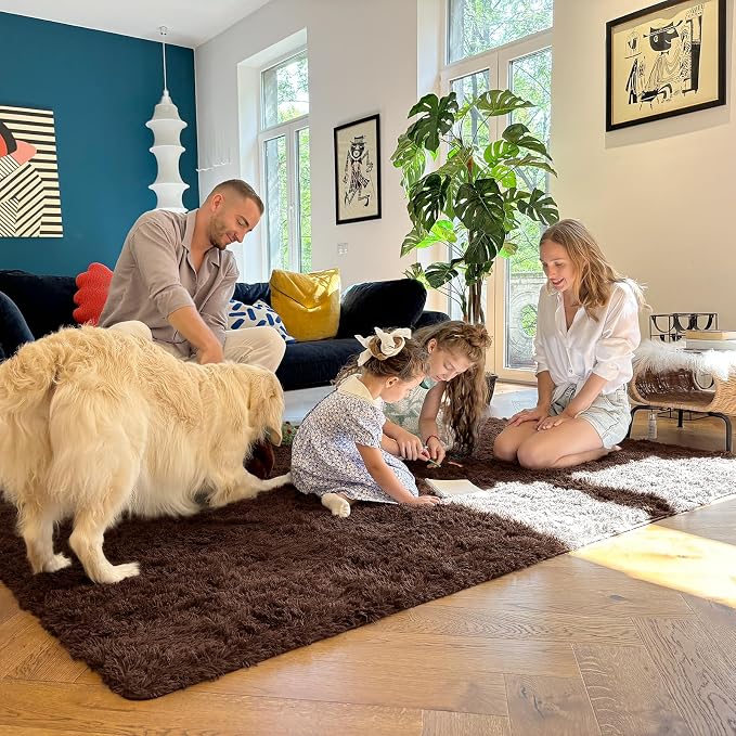 OLANLY 2x2 Machine Washable Small Rug, Soft Fluffy Shaggy Throw Rug - Image 5