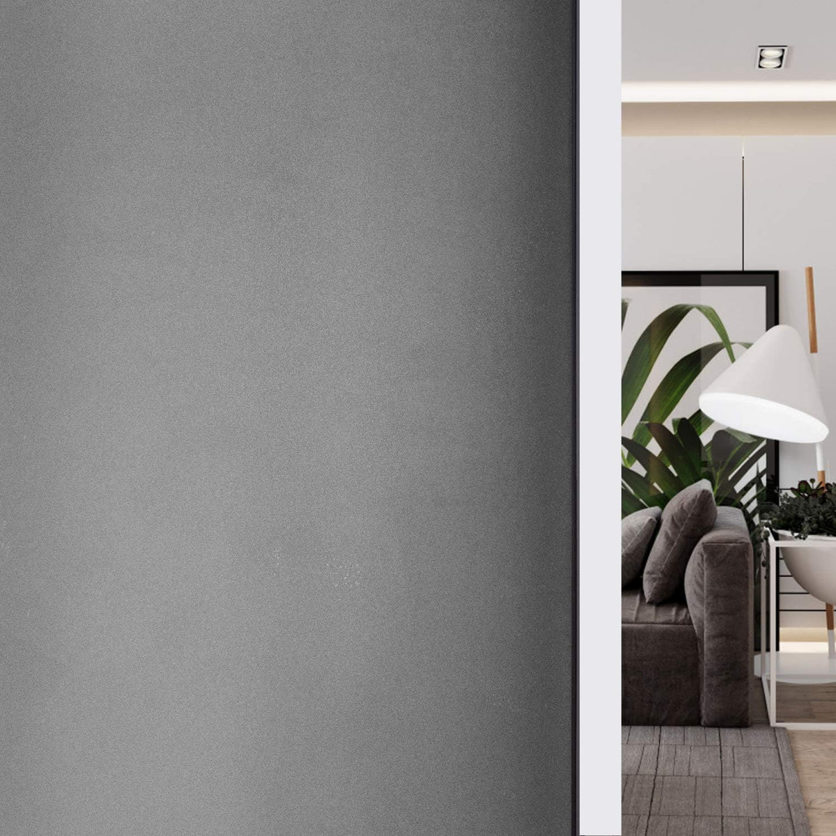HIDBEA Frosted Window Privacy Film - Non Adhesive Static Cling Glass Stickers Sun UV Blocking Heat Control Door Covering Decals for Home Office, Frosted Gray, 17.5 x 78.7 Inch