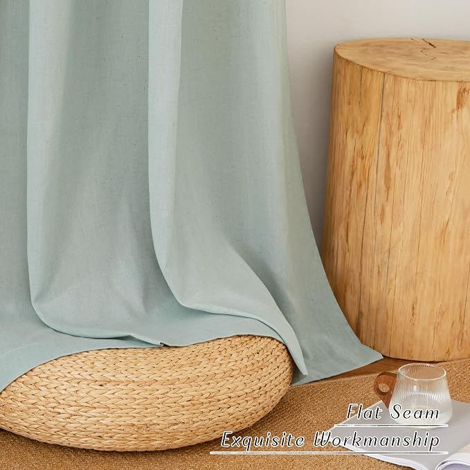 NICETOWN Linen Flax Semi Sheer Curtains 94" Length, Grommet Window Treatments - Image 8