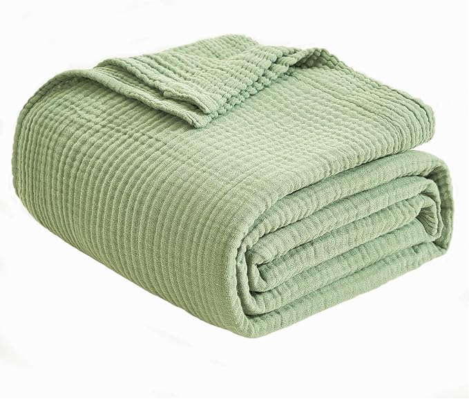 EMME Cotton Muslin King Blanket 4 Layer, Ultra Soft Breathable Bed Layering - Image 5