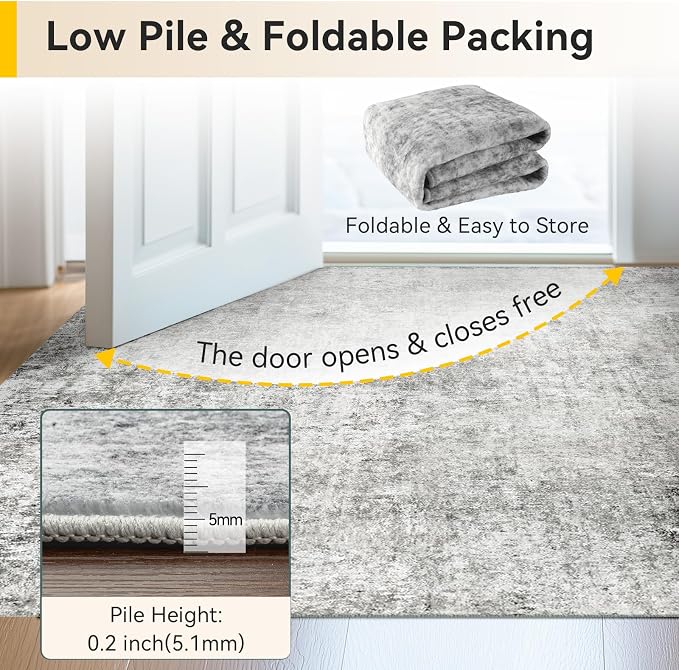 RELEANY Washable 2'x3' Abstract Area Rug - Image 5