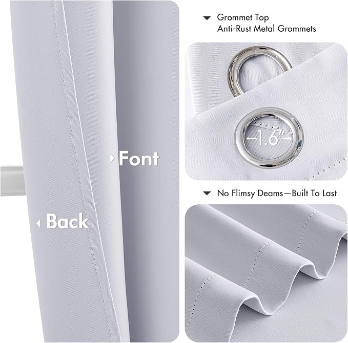 MIULEE Blackout Curtains for Bedroom 2 Panels 40x54 Inch Long Greyish White | - Image 4
