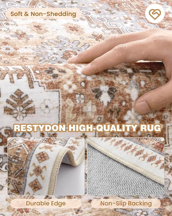 3x4 Washable Area Rug for Entryway Non Slip Kitchen Rugs, Soft Vintage Living - Image 7