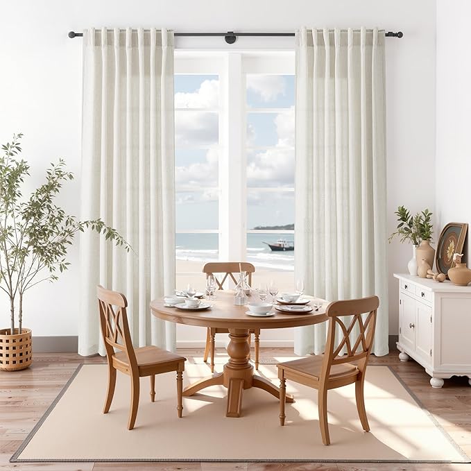 Mousse White Linen Curtains 84 Inches Long - Image 8
