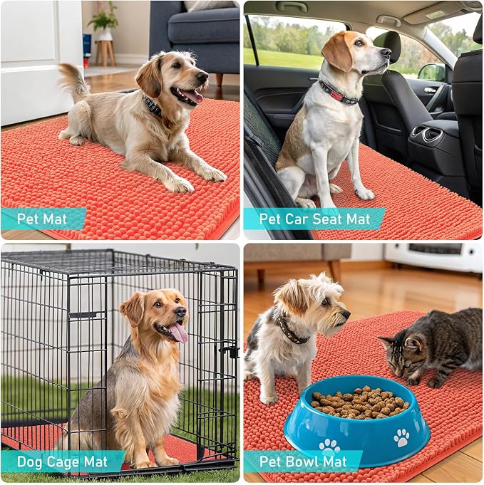 OLANLY Dog Door Mat for Muddy Paws 50x30, Super Absorbent Chenille Mud Mat | - Image 7