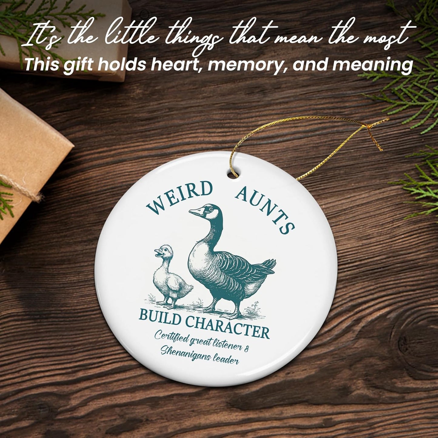 TEEZWONDER Aunt Gifts for Women - Ceramic Christmas Ornaments 2025 Tree Decorations - Funny Gifts for Aunt from Nephew, Auntie Gift Ideas, Auntie Ornament, Funny Christmas Ornaments Presents for Aunts