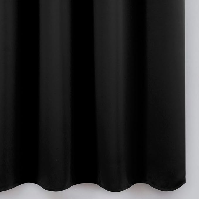 Black Blackout Curtains 42 x 54 Inch Length Set of 2 Panels Grommet Bedroom - Image 9