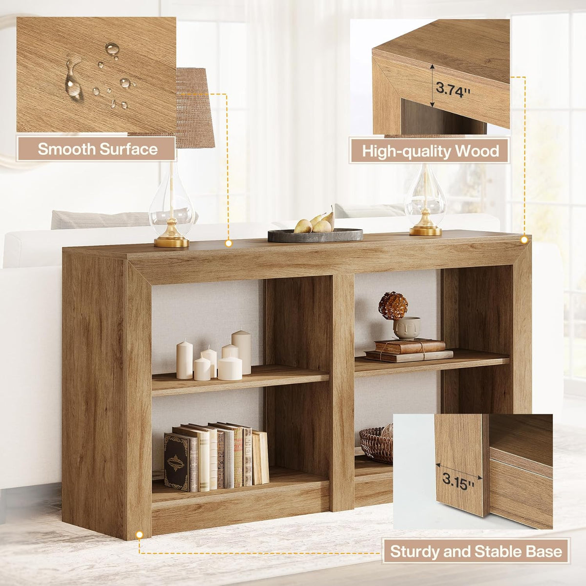 Tribesigns Farmhouse Console Table, Hallway Table for Entryway, Wood Console Behind Couch for Living Room, Hallway, Foyer, Oak