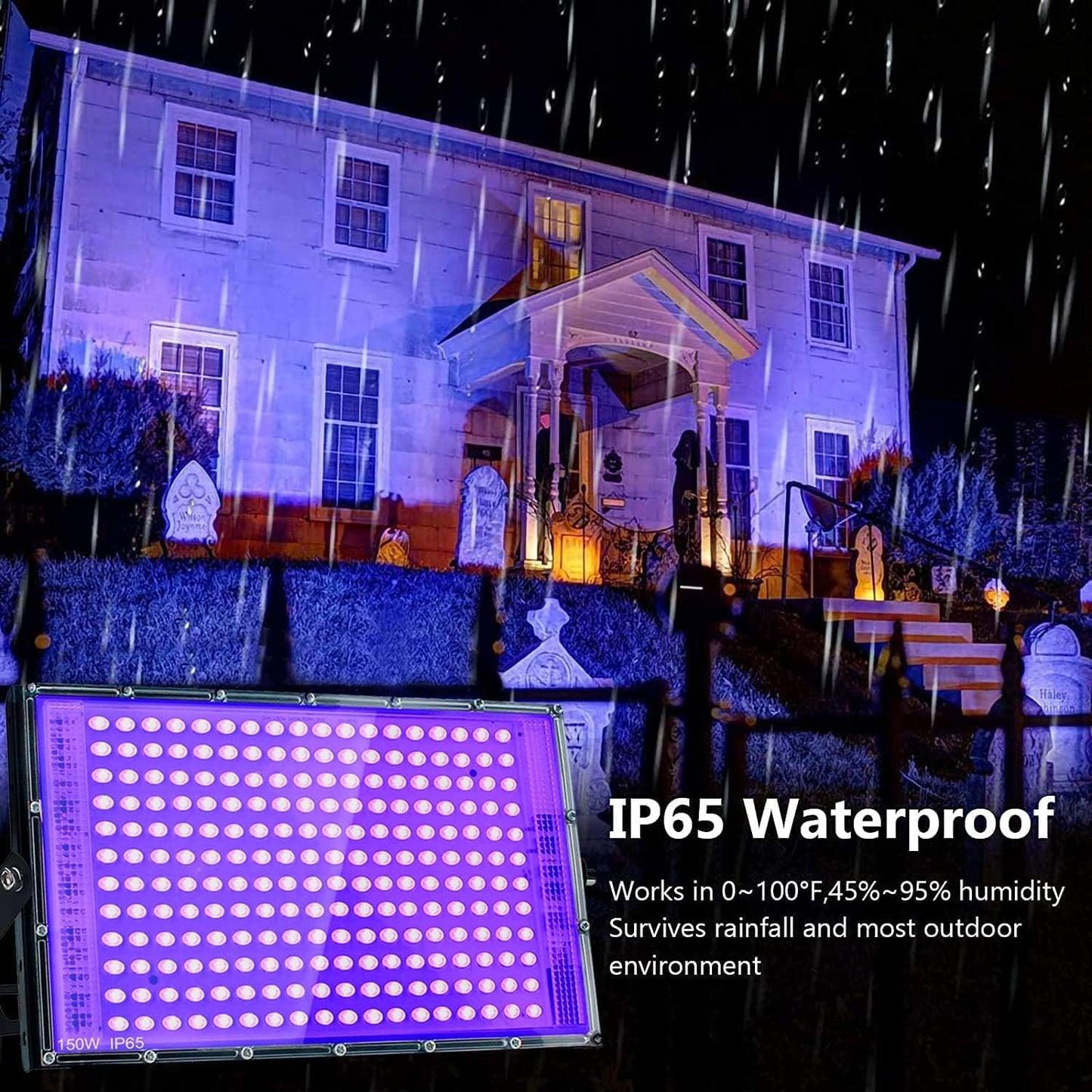 150W Black Lights, Blacklight Flood Light with Plug and Switch,for Glow Party, Halloween, Fluorescent Poster, Stage Lighting, Body Paint