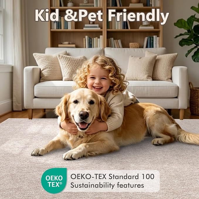 2x3 Oatmeal/White Area Rug Washable Non-Slip Soft - Image 8