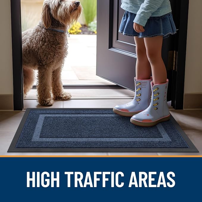 OLANLY Front Door Mat Outside 47x32, All-Season Heavy-Duty Rubber Doormat | Blue - Image 7