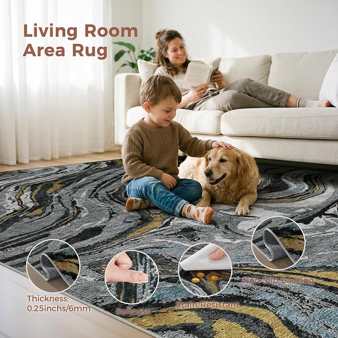 DMOYEST 10x14 Area Rug for Living Room-Washable Neutral Modern Abstract Rugs - Image 7