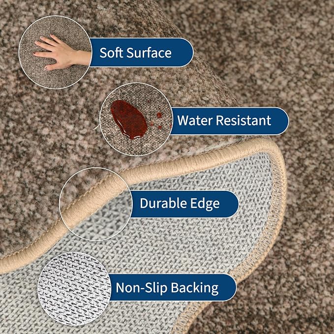 GarveeHome 2x3 Rug Washable Scalloped Non Slip Indoor Door Mat, Taupe | Rugs - Image 5