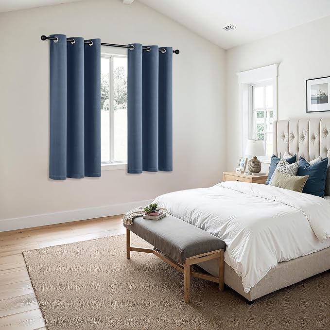MIULEE Blackout Curtains for Bedroom 2 Panels 40 x 45 Inch Long Stone Blue | - Image 6