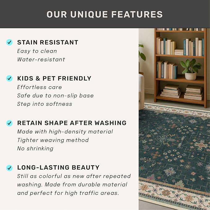 Dark Green Kitchen Rug 10 ft Long - Image 7