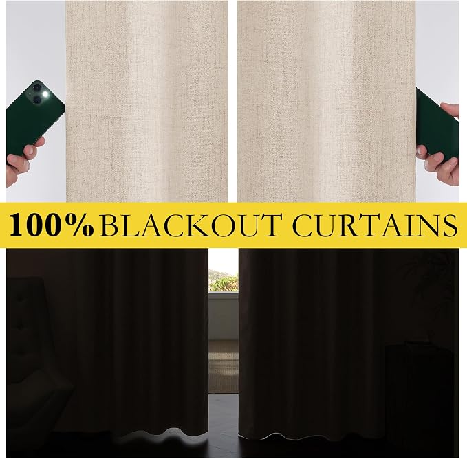 NICETOWN 100% Blackout Curtains 63 inch Length, Rod Pocket & Back Tab Thermal - Image 5