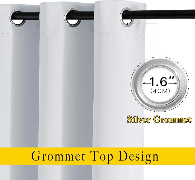 NICETOWN Greyish White Room Darkening Curtains Blackout 36 inch Curtains - Image 2