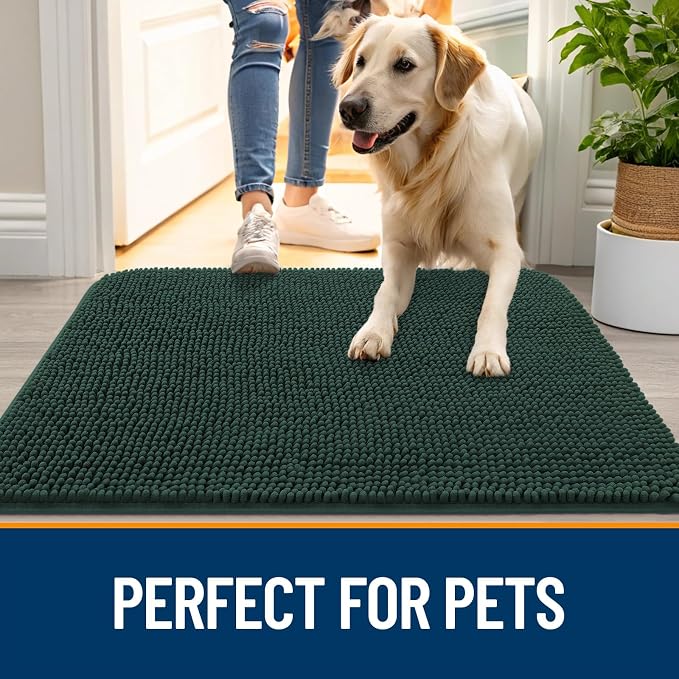 OLANLY Dog Door Mat for Muddy Paws 24x16, Super Absorbent Chenille Mud Mat | - Image 6