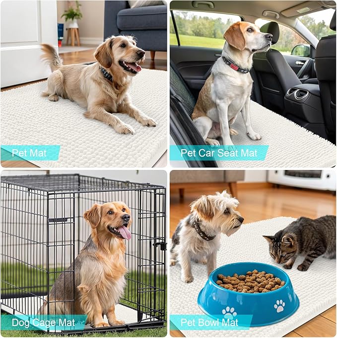 OLANLY Dog Door Mat for Muddy Paws 40x32, Super Absorbent Chenille Mud Mat | - Image 7