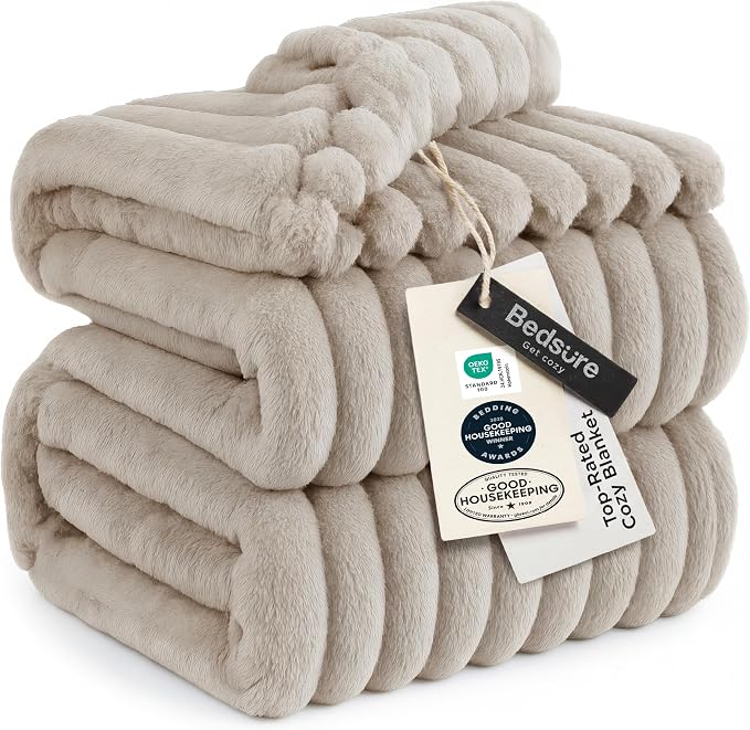 Bedsure Soft Cal Size Blanket for Bed Beige 102"x96" | Birthday Gifts for Women by Unknown