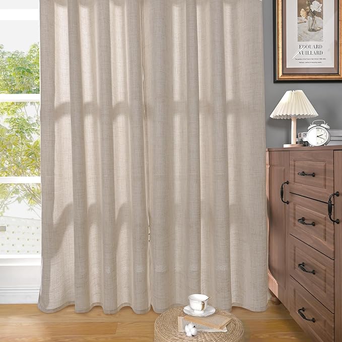 YoungsTex Curtains 90 Inch Length, Linen Light Filtering Drapes Grommet | - Image 8