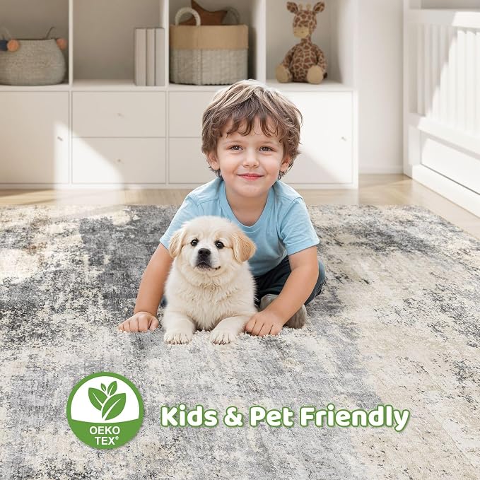 LOONGRUG 12x18 Area Rug Washable Large Neutral Modern Living Room Rugs | - Image 7