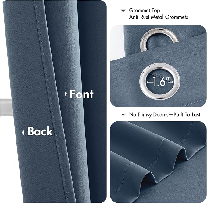 MIULEE Blackout Curtains for Bedroom 2 Panels 40 x 72 Inch Long Stone Blue | - Image 4