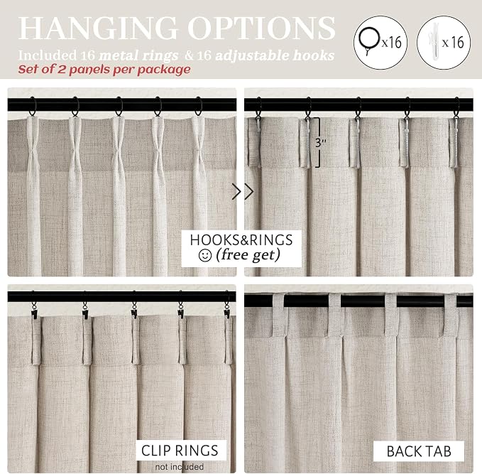 Greyish Brown Pinch Pleated Light Filtering Room Divider Curtains 95 Inches - Image 5